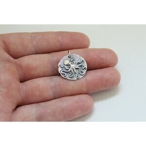 Sterling Silver Octopus Coin Pendant Necklace